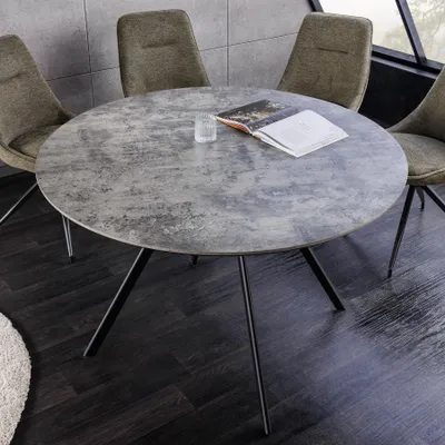 Produktbild von riess-ambiente Runder Esstisch ATELIER 100cm grau Beton-Design schwarz Metall Esszimmertisch Tisch Küchentisch