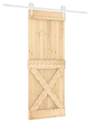 Image de Porte coulissante Naturel et Blanc 80 x 210 cm