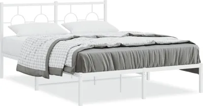 Produktbild von vidaXL Bettgestell mit Kopfteil Metall Weiß 140x200 cm