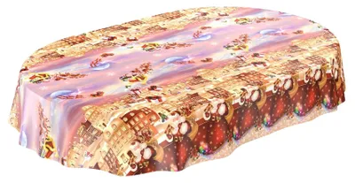 Produktbild von Tischdecke Weihnachten rund Ø 120 cm Rot ANRO Schnittkante Festtagsdeko