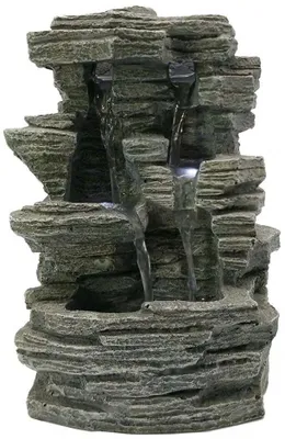 Image de Zen'Light - Fontaine d'intérieur Grand Canyon - Cascade imitation pierre - Eclairage LED blanc - Décoration zen moderne, Idéal pour la méditation et la relaxation - Feng Shui - H 28cm, Gris