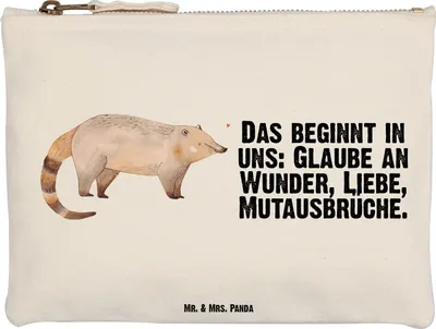 Produktbild von Mr. & Mrs. Panda Federmappe Nasenbär Größe M - Weiß - Geschenk, Mäppchen, Kulturbeutel, Pouch, Nasenbären, Bär, Lustige Sprüche, Rüsselbär, Kulturtasche