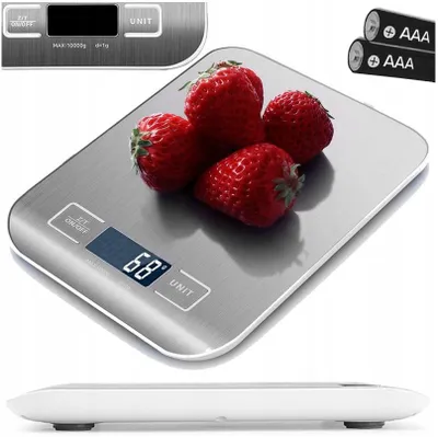 Obrázek produktu pro Kuchyňská váha Blow KS202, kapacita 10 kg, přesnost 1 g, nerezová ocel, LCD displej, funkce tarování