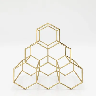 Metall-Wijnrek für 6 Flaschen, Retro-Design, Gold, 29x27x22 cm