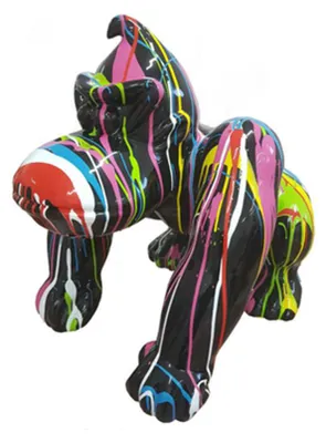 Produktbild von Modern Skulptur Gorilla aus Kunststoff Dekorative Figur Garten 70cm Statuen Neu