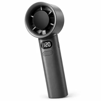 Produktbild von Handventilator mit 120 Stufen & LED-Display – Mini Ventilator mit Akku, USB-C, leise & tragbar, Taschenventilator – Dunkelgrau