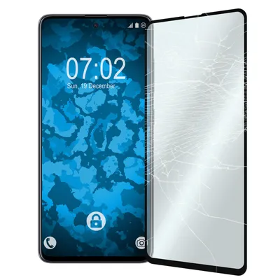 Produktbild von 1er-Pack PhoneNatic Glas-Folie klar full-screen schwarz kompatibel mit Samsung Galaxy A51 - Panzerglas für Galaxy A51