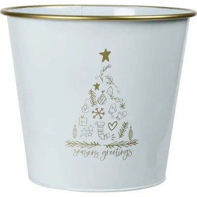 Produktbild von Metalleimer für Weihnachten, weiß, 30,5 x 29 cm