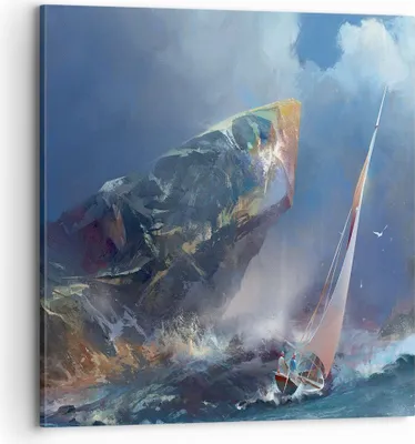 Produktbild von Bild auf Leinwand - Leinwandbild - Meer Segelboot - 70x70cm - Wand Bild - Wanddeko - Wandbilder - Leinwanddruck - Bilder - Kunstdruck - Wanddekoration - Leinwand bilder - Wandkunst - AC70x70-3923