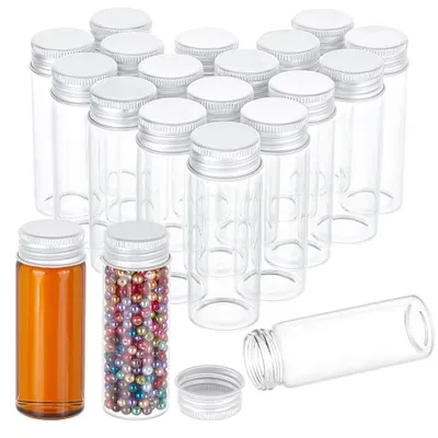 20er-Pack 40 ml Glasflaschen mit Alu-Schraubverschluss, transparent