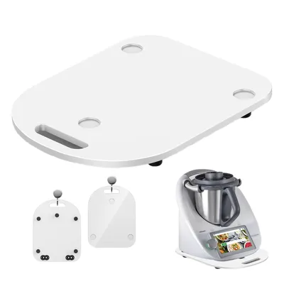 Produktbild von Gleitbrett für Thermomix TM6/TM5, Premium Rollbrett, schnelles Bewegen, mit Rollen, glänzend weiß, Küchenzubehör
