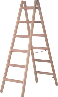 Produktbild von Hymer Holz-Sprossenstehleiter, beidseitig begehbar, 2x4 Sprossen, senkr. Höhe 1,18 m, Reichhöhe 2,55 m, Gewicht 7,0 kg