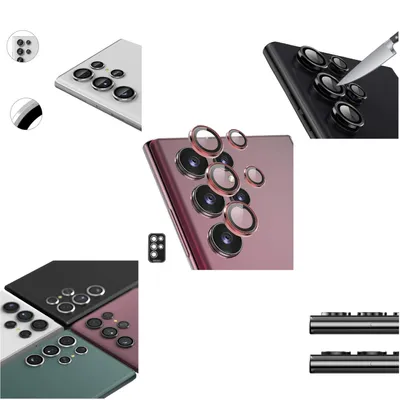 Image de Pour Samsung Galaxy S23 Ultra : anneau en aluminium pour appareil photo + film en verre trempé H9 violet - Neuf