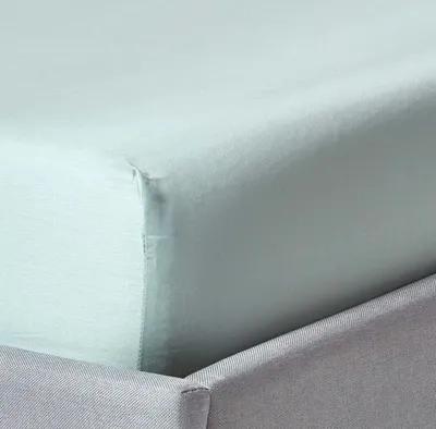 Immagine prodotto di HOMESCAPES Lenzuolo con angoli in raso 180 x 200 cm – Cotonelogico, azzurro