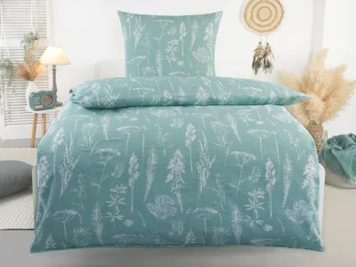 Produktbild von Bettwäsche Seersucker Baumwolle SELINA mint BÜGELFREI ca. 135x200 cm + ca. 80x80 cm mit Reißverschluss Größe: 1x ca. 135x200 cm + 1x ca. 80x80 cm