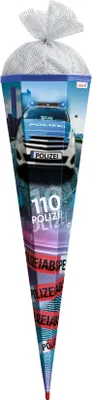 Produktbild von ROTH Schultüte Polizei 110 groß 85 cm Licht und Sound eckig Rot(h)-Spitze Tüllverschluss Zuckertüte Schulanfang