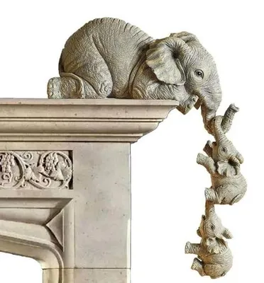 Image de Lot de 3 figurines décoratives d'éléphants en résine de 10 x 10 cm, figurines décoratives d'éléphants faites à la main, éléphants en résine peints à la main - ELEFIE