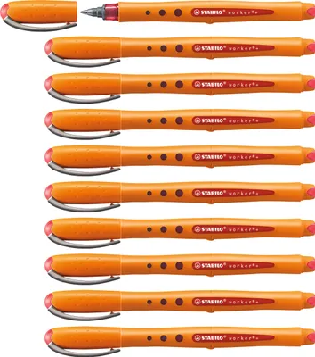 Produktbild von Tintenroller - STABILO worker+ - fein - 10er Pack - rot