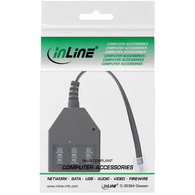 Zdjęcie produktu dla InLine 69942A, 0,1 m, TAE, RJ-11, Czarny, 18 g, 70 mm