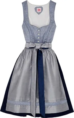 Produktbild von Spieth & Wensky Dirndl Debora Midi-Dirndl Kleid 2-teiliges Trachtenkleid Rocklänge 60cm, Farbe:Blau, Größe:42/XL