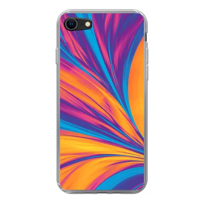 Produktbild von MuchoWow® Handyhülle Schutzhülle Hülle für iPhone SE 2020 Federn - Regenbogen - Neon - Abstrakt Silikon Softcase Handy Hülle - Kartenbesitzer