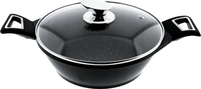 Obrázok produktu pre Plochý kastról Kastról 24 cm Kuchynský riad s nepriľnavým povrchom Indukcia čierna