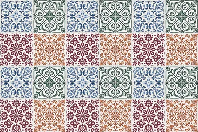 Produktbild von Fliesenaufkleber 15x15 cm – 24 Stück – Selbstklebend – Wasserfest – Pflegeleicht – Hitzebeständig – Für Küche & Bad – Fliesen mit Ornamenten