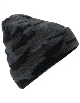 Produktbild von Beechfield Uni Strickmütze, Tarnmuster, für Erwachsene BC4140 (Einheitsgröße) (Tarnmuster Mitternacht)