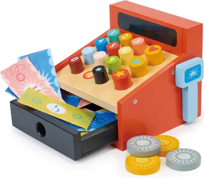 Produktbild von Mentari Holzspielzeug Registrierkasse mit Scanner - Lernspielzeug