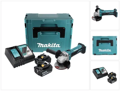 Immagine prodotto di Makita DGA 452 RTJ Smerigliatrice angolare a batteria 18V / 115 mm in valigetta Makpac + 2x Batterie 5,0 Ah + Caricabatterie