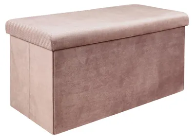 Image de Coffre de rangement banc pliable velours côtelé rose