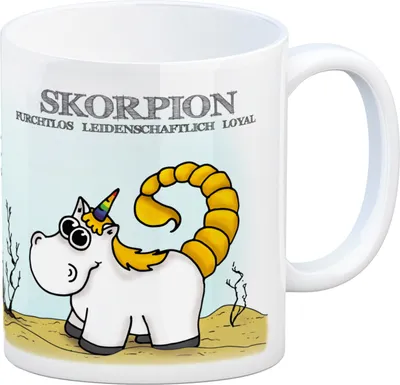 Produktbild von Honeycorns Kaffeebecher mit Sternzeichen Skorpion Motiv Tasse Kaffeetasse Büro