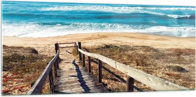 Produktbild von Bilder auf glas - Einteilig - Meer Strand Eintritt - 120x50cm - Glasbilder - Wandbilder - Bilder - zum Aufhängen bereit - Wanddekoration aus Glas - Glas Bilder - Wandbild auf Glas - GAB120x50-4359
