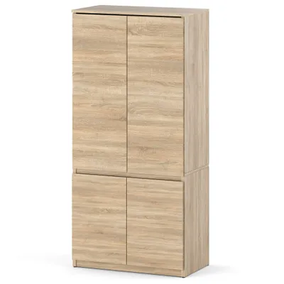 Zdjęcie produktu dla Szafa 80 cm Dąb Sonoma Garderoba Modułowa Bezuchwytowa Nowoczesna 4 Drzwi Loft AGA AZTeam