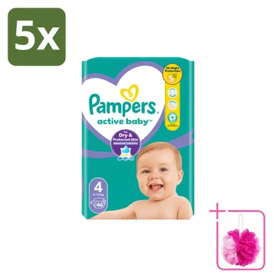 Produktbild von 5 x Pampers Active Baby Windeln Größe 4, 9–14 kg - Sparpackung - 5 Stücke