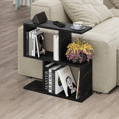Immagine prodotto di DECORTIE Homemania Tavolino moderno effetto marmo nero multiuso 60 x 19,5 x 60 cm