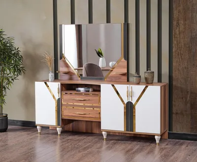 Produktbild von Anrichte Schrank Braun Hochglanz Möbel Holz Luxus Kommode Sideboard