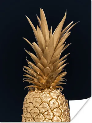 Produktbild von MuchoWow® Poster Ananas - Gold - Farbe - Schwarz - Obst - Luxus 90x120 cm - Wohnzimmer