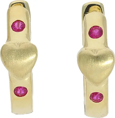 Produktbild von Creolen Herz Zirkonia Pink Silber 925 Gold plattiert JL20-06-1292 JuwelmaLux