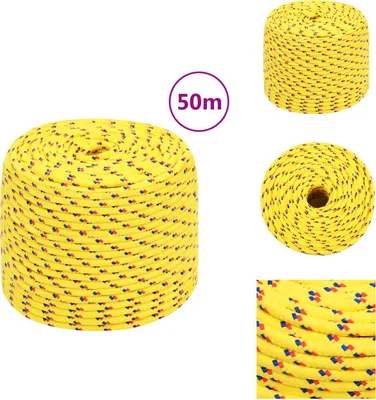 Image de vidaXL Corde de bateau jaune 10 mm 50 m Polypropylène - Cordes