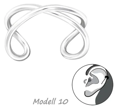 Produktbild von Ohrklemme Silber 925: Ear Cuff Ohrring ohne Loch / Ohrmanschette Modell 10