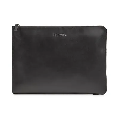 Produktbild von Negotia Plenum Leder Dokumentenmappe 15,6 Zoll Schwarz – Laptophülle mit A4 Fach, Konferenzmappe, Business Organizer