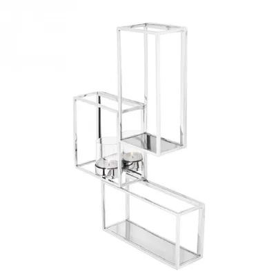 Produktbild von Fink EZ-TRAVITA, Wandleuchter, Wanddekoration, Edelstahl , vernickelt, Glas, MDF, glatt, silberfarben, L. 9 cm, B. 40 cm, H. 54 cm 149089