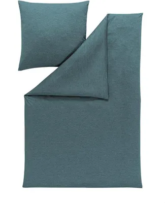 A pillowcase and duvet cover laid out flat on a white background.