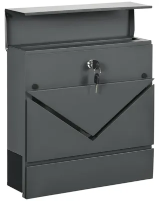 Produktbild von Briefkasten mit Schloss und Zeitungshalter | Farbe: Grau | Abmessungen: 10,5x37x37 cm