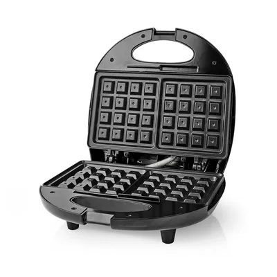 Produktbild von NEDIS Waffeleisen 750W antihaft Thermostat schwarz-silber KAWP200BK