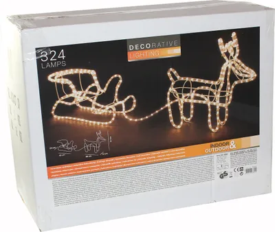 Produktbild von Rentier Schlitten Beleuchtung Weihnachten XMAS Winter Lichtschlauch 324 Lampen