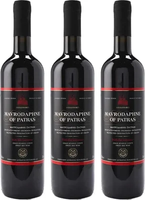 Produktbild von Mavrodaphne aus Patras P.D.O. 3x 0,75l Loukatos Likörwein rot | 15% Vol. | + 20ml Jassas Olivenöl