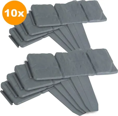 Image de Happyment® Clôture de jardin 10 pièces - Extensible - Bordure de parterre - Bordure de pelouse - Palissade - Potager - 250x10 cm - Gris