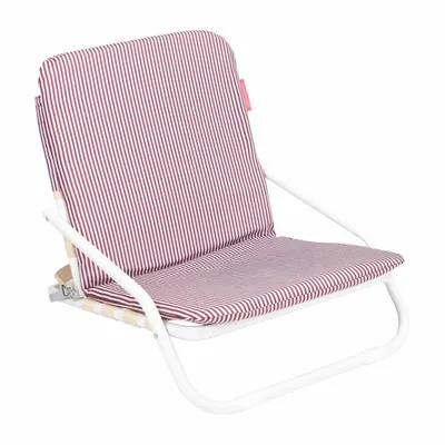 A striped portable chair.